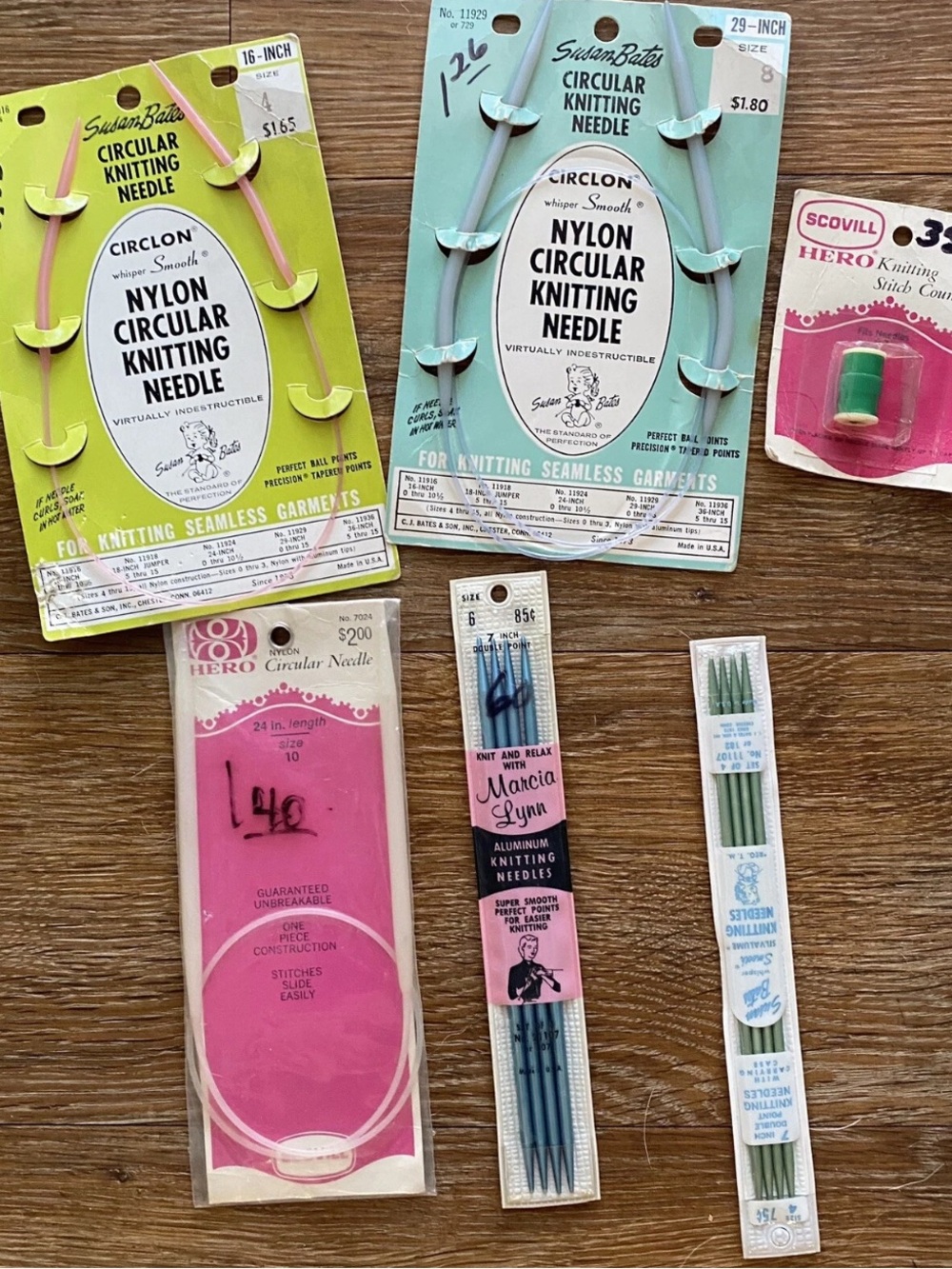 Vintage Knitting Needle Lot  - Circular Double Point Stitch Counter Some  New